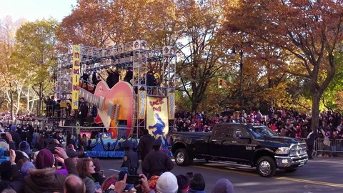 Jimmy Fallon and the Roots float 2017 Macys Parade 4k Stock Footage 87703309