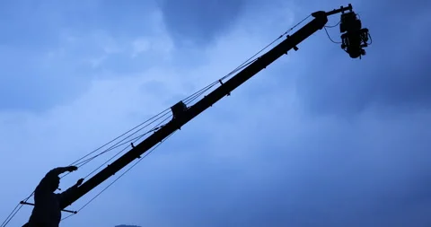 Jimmy Jib Operator Silhouette Stock Footage 290328043