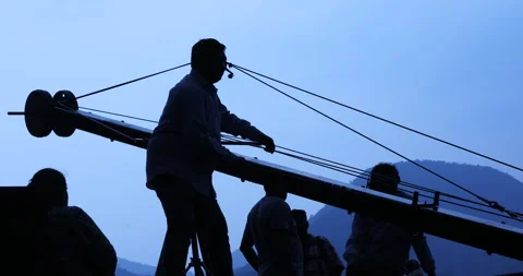Jimmy Jib Operator Silhouette 스톡 동영상 290349446