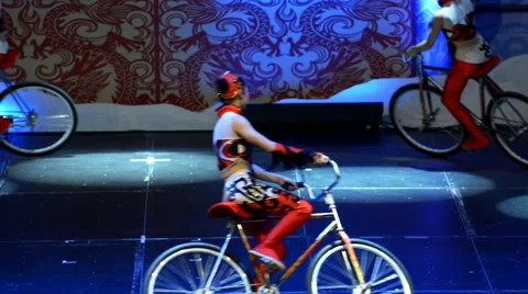 Jinan acrobatic troupe performs in St. Petersburg, Russia Stock Footage 58602458