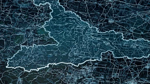 Jinan China Glowing Digital Map Animation 4K Vidéo 337203624