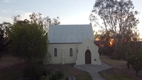 Jindera drone church hover Stock Footage 303266913