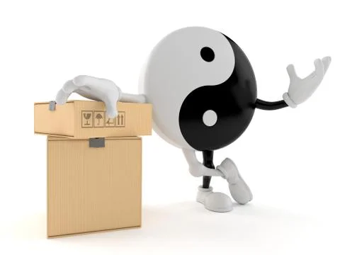 Jing Jang character with stack of boxes Illustrazione stock