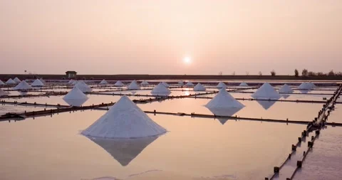 Jingzaijiao Tile paved Salt Fields in Tainan of Taiwan Stock Footage 237909411