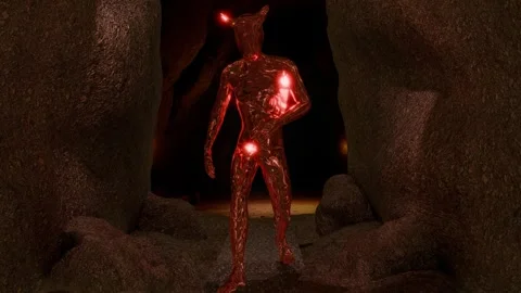 Jinn in cave. 3d animation render Stock Footage 273124542