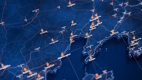 Jinxi map big data visualization. Futuristic map infographic of city in China イラスト素材