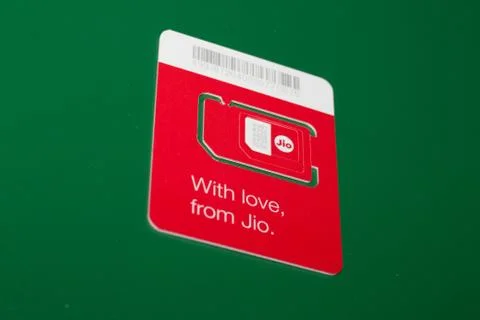 Jio SIM With Every JioFi or 4G Smartphone Background for text Stock Photos