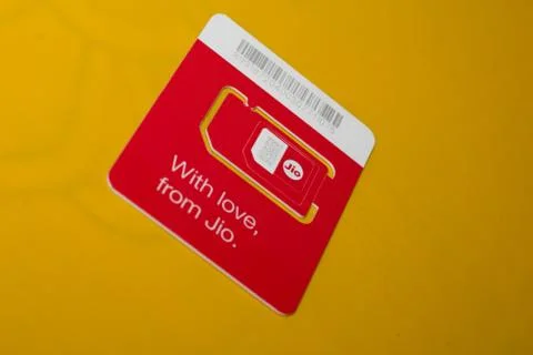 Jio SIM With Every JioFi or 4G Smartphone Background for text Stock Photos