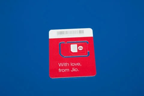 Jio SIM With Every JioFi or 4G Smartphone Background for text Stock Photos