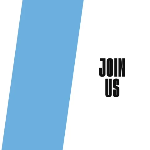 Jion us, text animation with white background and blue rectangle Stock Footage 248041372