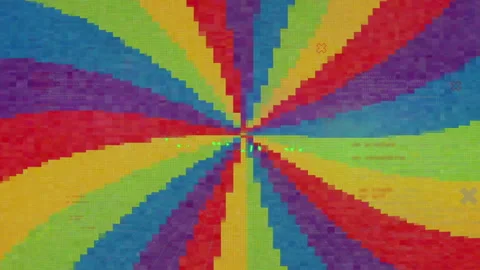 Jittering green ENGINE text over radial stripes after third-second pulse, from Stock Footage 311475339