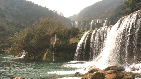 Jiulong waterfall in Luoping, China. Video stock 98029472