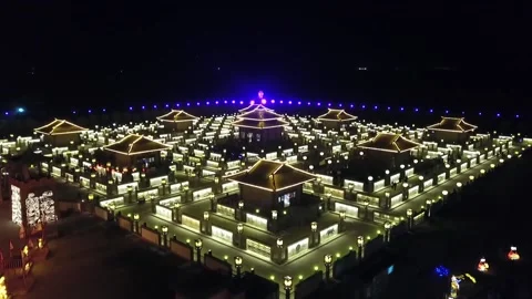 The Jiuqu Yellow River Lantern Array In Zhangye, China Stock Footage 231898988