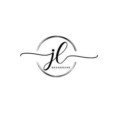 JL Initial handwriting logo with circle template vector Stock Illustration