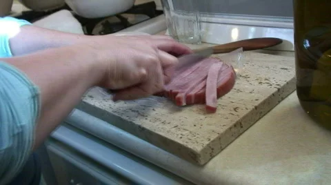 Jm032-slicing ham Video stock 65686