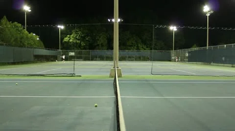 Jm1201-Night Tennis Net Stock Footage