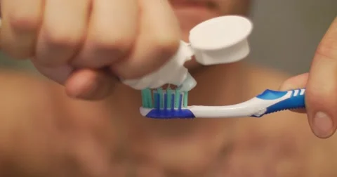 Jm1439 Toothpaste Apply Teeth Brush Video stock 44182292