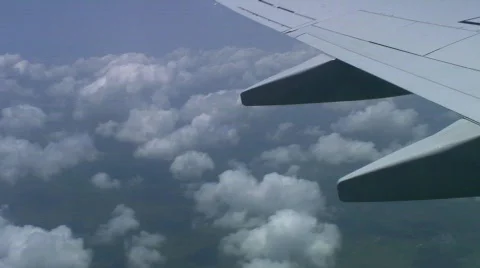 Jm218-DR-Plane Wing View Stock Footage 82195