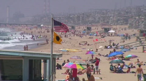 Jm727-Beach Flag Panout Video stock 151664