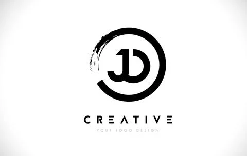 JO Circular Letter Logo with Circle Brush Design and White Background. Illustrazione stock