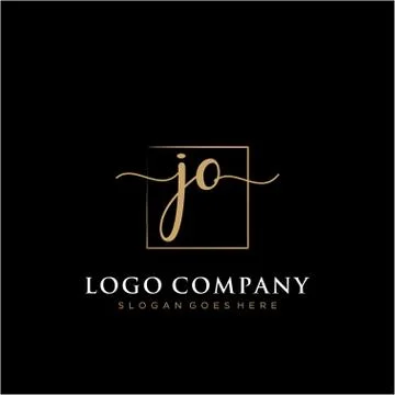 JO Initial handwriting logo with rectangle template vector イラスト素材