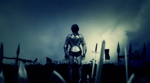 Joan of Arc with her Army Before Going to War Stock Footage 67962726