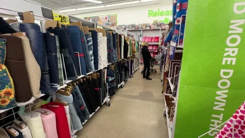 Joann Fabrics - Craft Store - Interior - shopper - Iowa City, IA - Feb. 25, 2025 Stock Footage 303024721