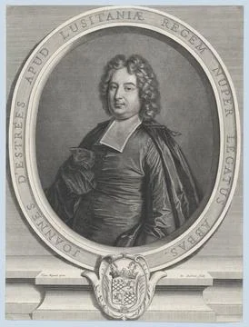 Joannes d'Estres, Spanish King and now Deputy Abbot 1699 Jean Audran. Joann.. Stock Photos