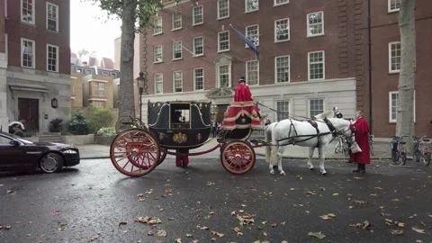 Joao Vale de Almeida Getting Into And Sitting Inside Royal Carriage In Stock Footage 163543076