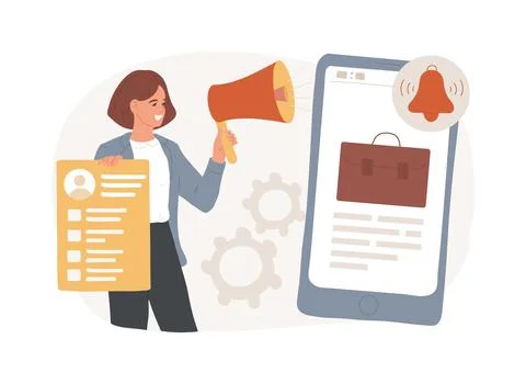 Job alert isolated concept vector illustration. Ilustración de archivo