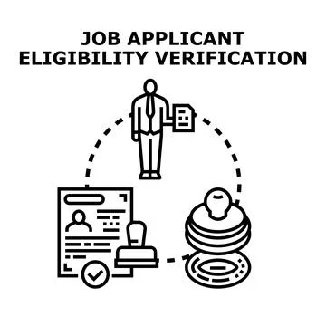 Job applicant eligibility verification process concept Illustrazione stock