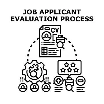 Job applicant evaluation process for recruitment and hiring Stockillustratie
