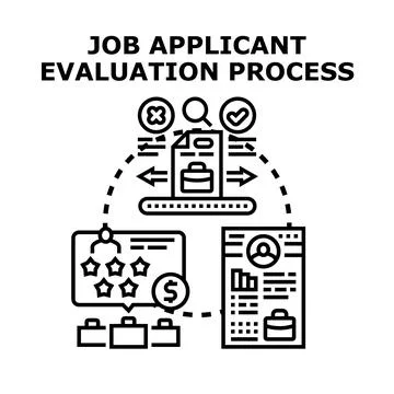 Job applicant evaluation process selecting new employee 库存插图
