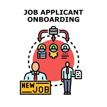 Job applicant onboarding process for new employee integration Stock Illustration