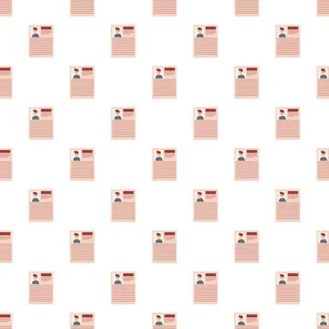Job applicant resume document profile seamless pattern Stock Illustration