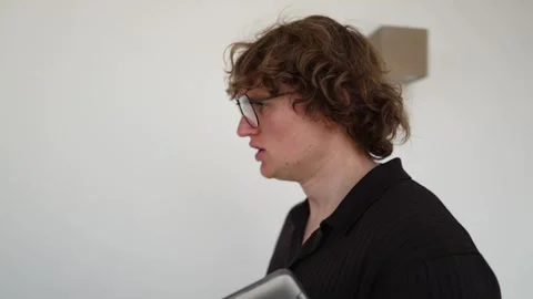 Job applicant walks nervously before interview Stock-Footage 338277520