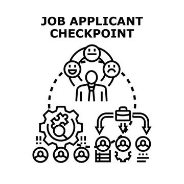 Job applicants navigating selection process and career growth path Stock Illustration