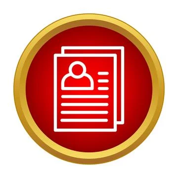 Job application curriculum vitae profile icon on red background Stock Illustration