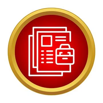 Job application documents with briefcase icon on red 库存插图