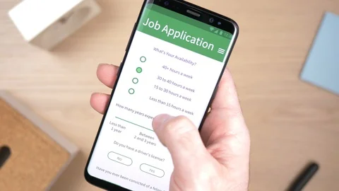 Job Application Form on a Smartphone Device Top View 스톡 동영상 101554152