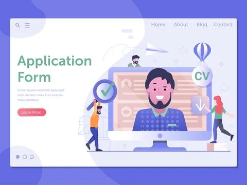Job Application Form Web Page Landing Template Stock Illustration