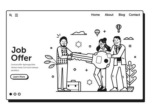 Job Application Form Web Page Landing Template Stock Illustration