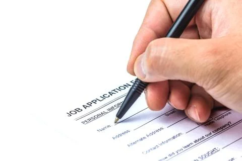 Job application with hand Stock Photos