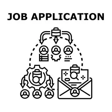 Job application process finding career candidate Stock Illustration