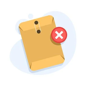 Job application rejected concept with an envelope and cross icon Stock Illustration