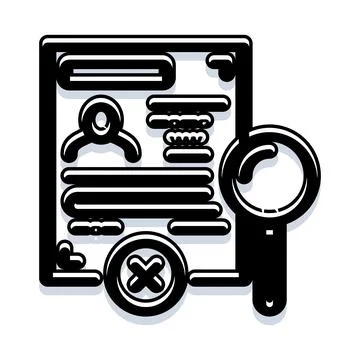 Job application rejection concept with magnifying glass icon Stock Illustration