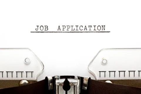 Job application typewriter Foto stock