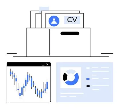 Job Applications and Data Analysis Through Digital Management Stock Illustration