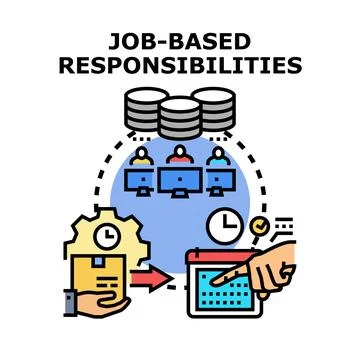 Job based responsibilities managing tasks and workflow planning Stock Illustration
