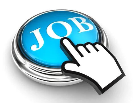 Job blue button and pointer hand Stock Illustration